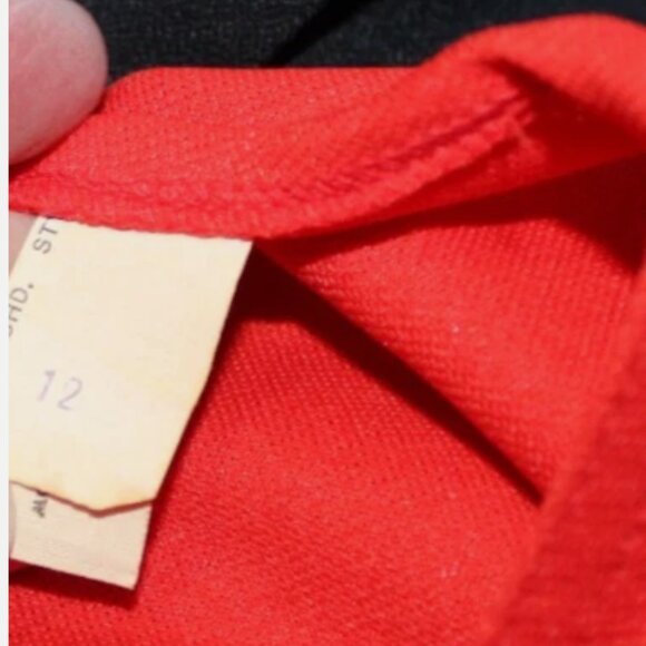 Russ Togs Red Orange Sleeveless Belted Dress M Back Zip Polyester Vintage '70's - Picture 4 of 8